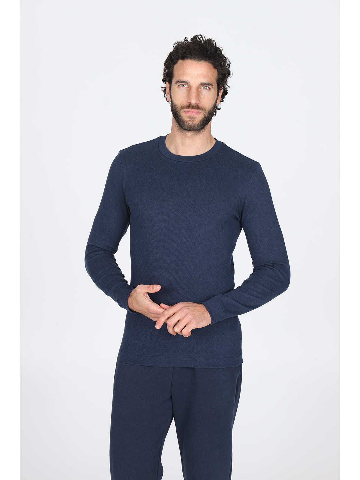 Maglietta in cotone modal elasticizzato tinta unita blu Julipet
