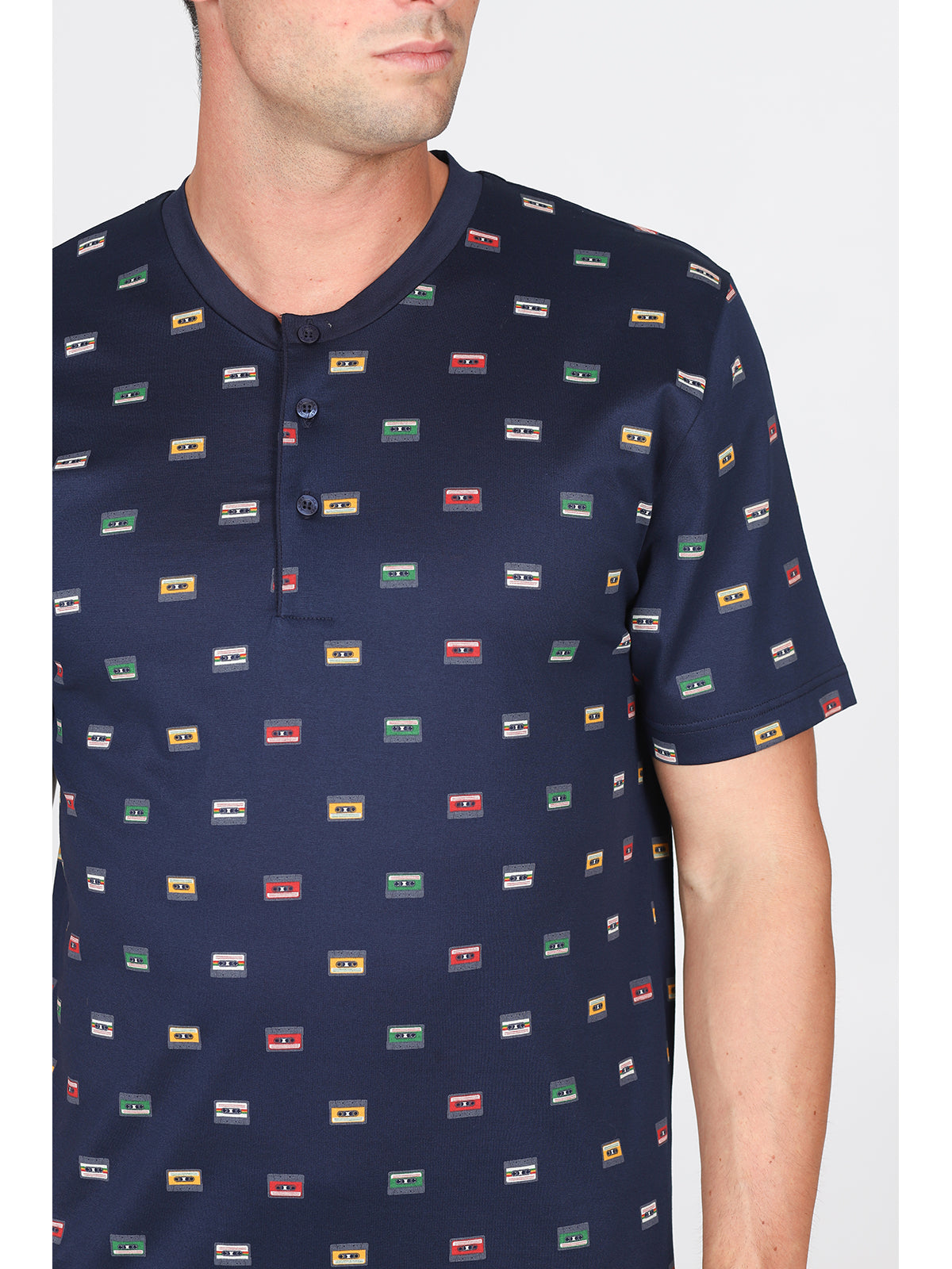Pigiama corto in leggerissimo jersey 100% cotone, fantasia "music"