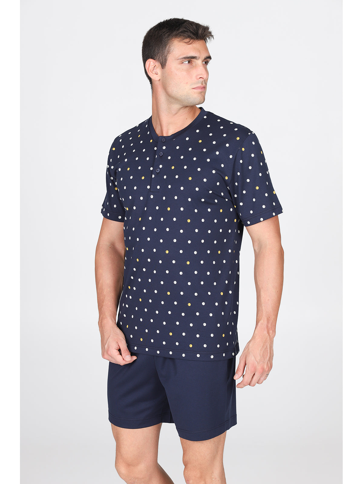 Pigiama corto in leggerissimo jersey 100% cotone, fantasia "tennis"