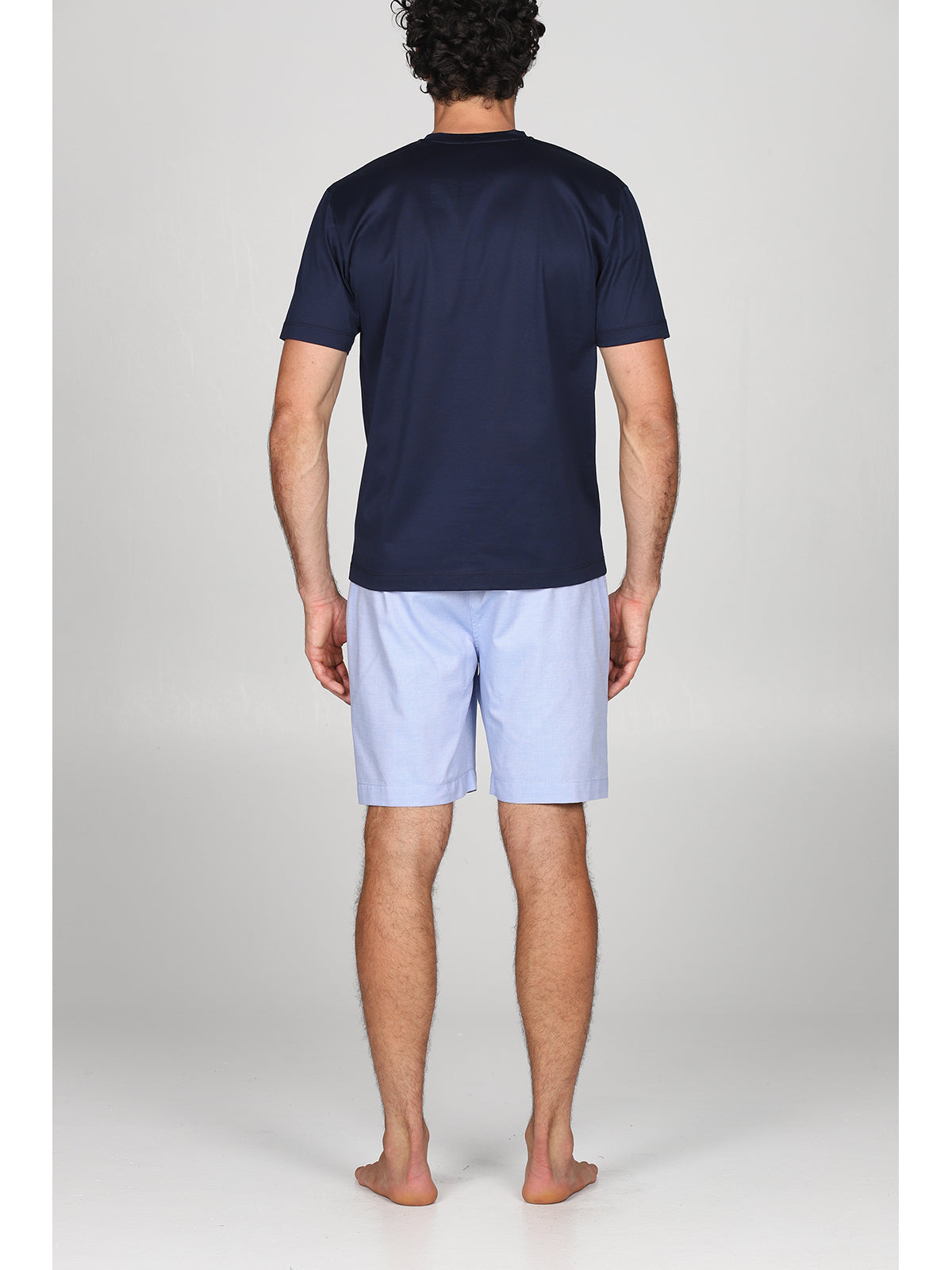 Pigiama serafino in popeline e luxury jersey, per un comfort contemporaneo Azzurro Julipet