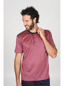 Pigiama corto collo serafino in pregiato 100% filoscozia fil a fil bordeaux Bluette Julipet