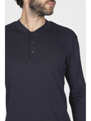 Completo homewear collo a serafino, in soffice modal blu