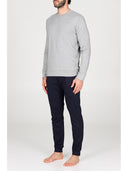 Completo homewear girocollo in soffice modal, colore spezzato grigio e blu