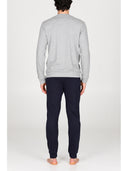 Completo homewear girocollo in soffice modal, colore spezzato grigio e blu