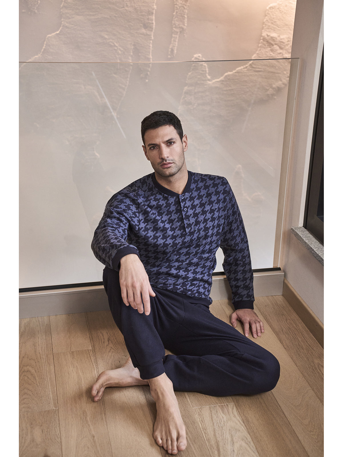 Pigiama lungo uomo in jacquard EcoLife pied de poule Julipet