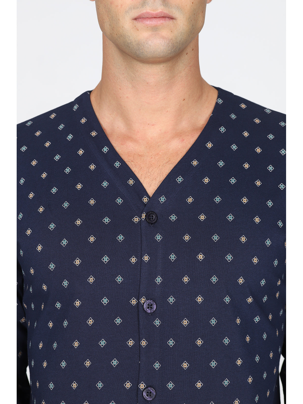 Pigiama cardigan, in traspirante jersey di puro cotone s/z