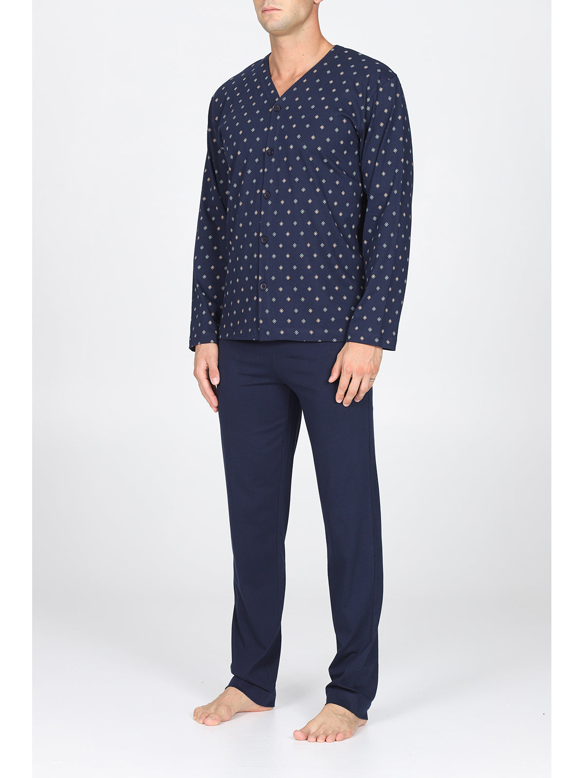 Pigiama cardigan, in traspirante jersey di puro cotone s/z
