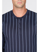 Pigiama serafino in leggerissimo jersey 100% cotone, fantasia a righe