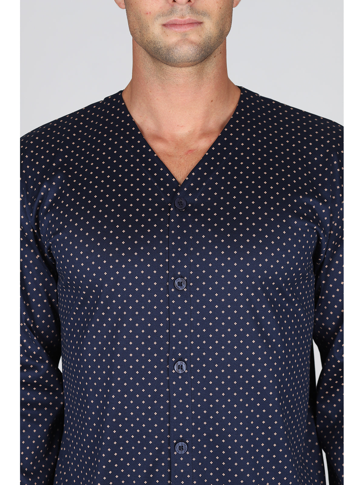 Raffinato e setoso pigiama cardigan, disegno cravatteria