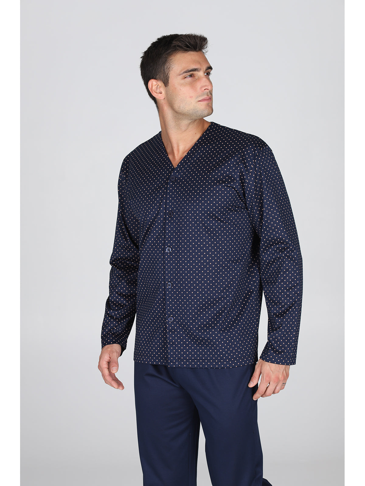 Raffinato e setoso pigiama cardigan, disegno cravatteria