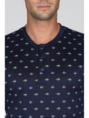 Pigiama luxury jersey con maglia serafino in fantasia