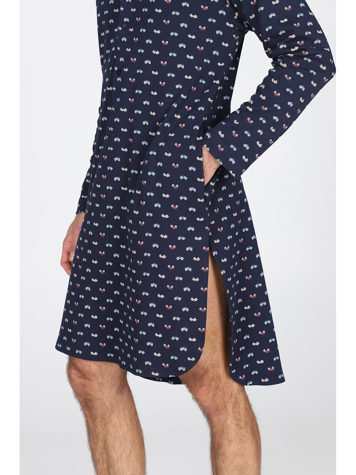 Camicia Da Notte Uomo In Cotone 100% - Comoda E Traspirante Con Taschino - Made In EU - Foto 4