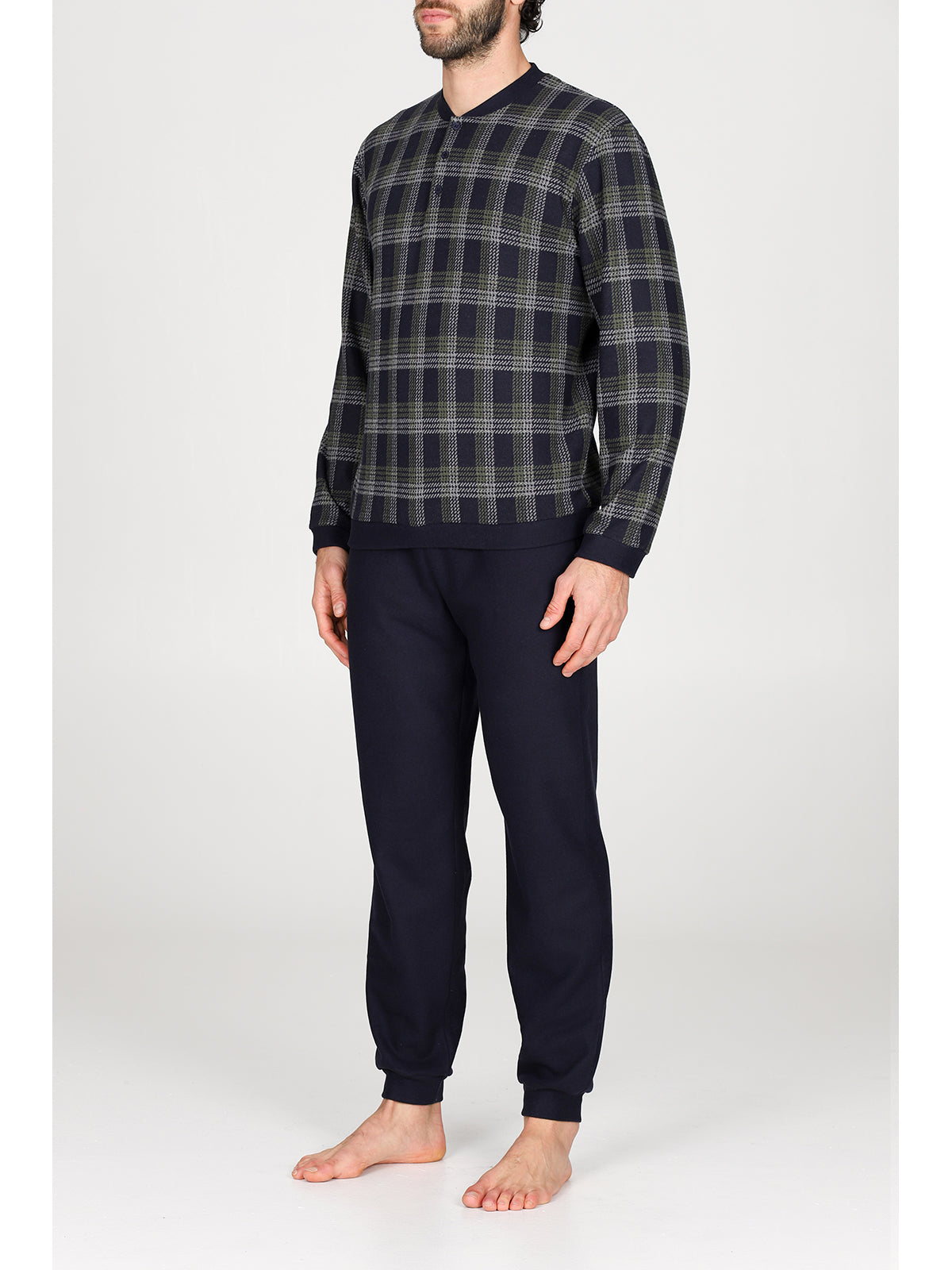 Pigiama serafino in confortevole jacquard di cotone Scozzese Julipet