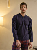 Pigiama serafino in confortevole jacquard di cotone Scoz.rosso Julipet