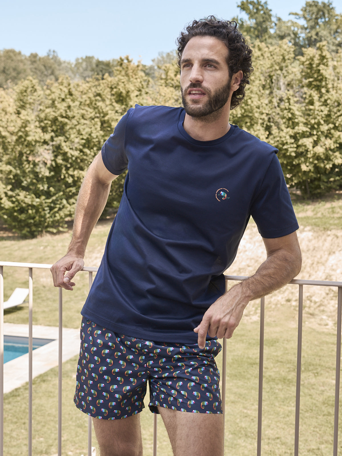 T-shirt uomo in jersey di puro cotone blu