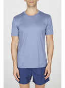 T-shirt estiva in jersey di puro cotone in tinta unita: bluette, rosso e avio