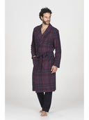 Vestaglia in confortevole jacquard di cotone scozzese bordeaux