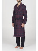 Vestaglia in confortevole jacquard di cotone scozzese bordeaux