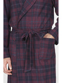 Vestaglia in confortevole jacquard di cotone scozzese bordeaux
