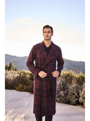 Vestaglia in confortevole jacquard di cotone scozzese bordeaux