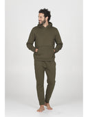 Completo tuta con cappuccio e tasca a marsupio, in morbida felpa verde