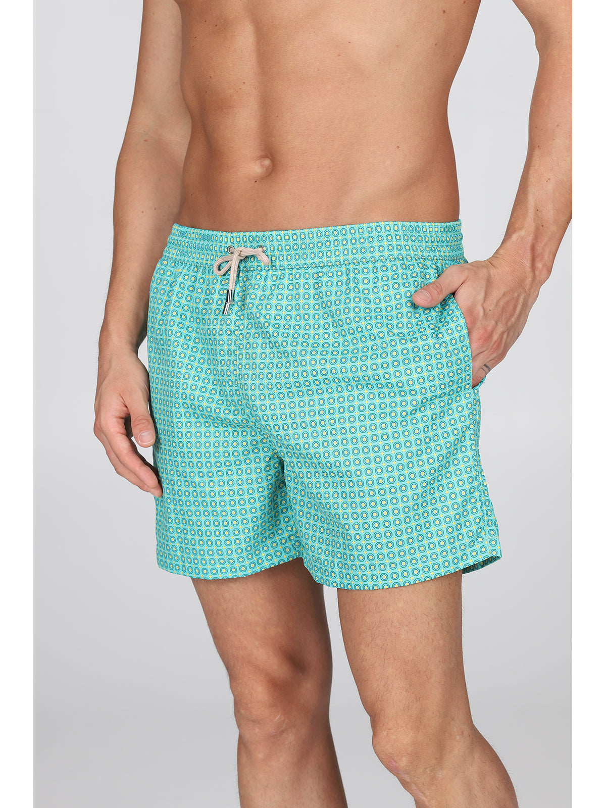 Boxer mare in leggera tela di microfibra in fantasia "cravatta verde"