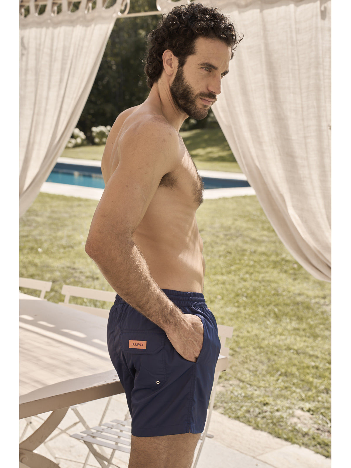 Boxer mare in leggera microfibra blu, con dettagli in contrasto
