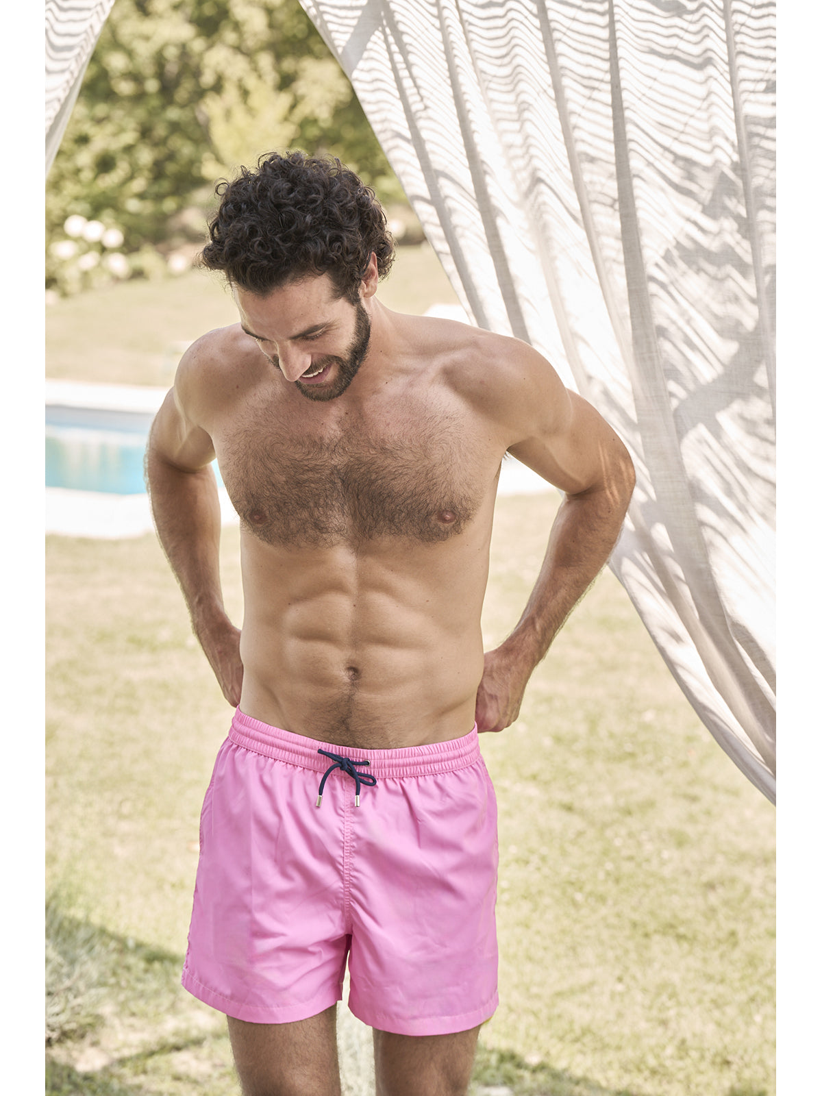 Boxer mare in leggera microfibra rosa, con dettagli in contrasto