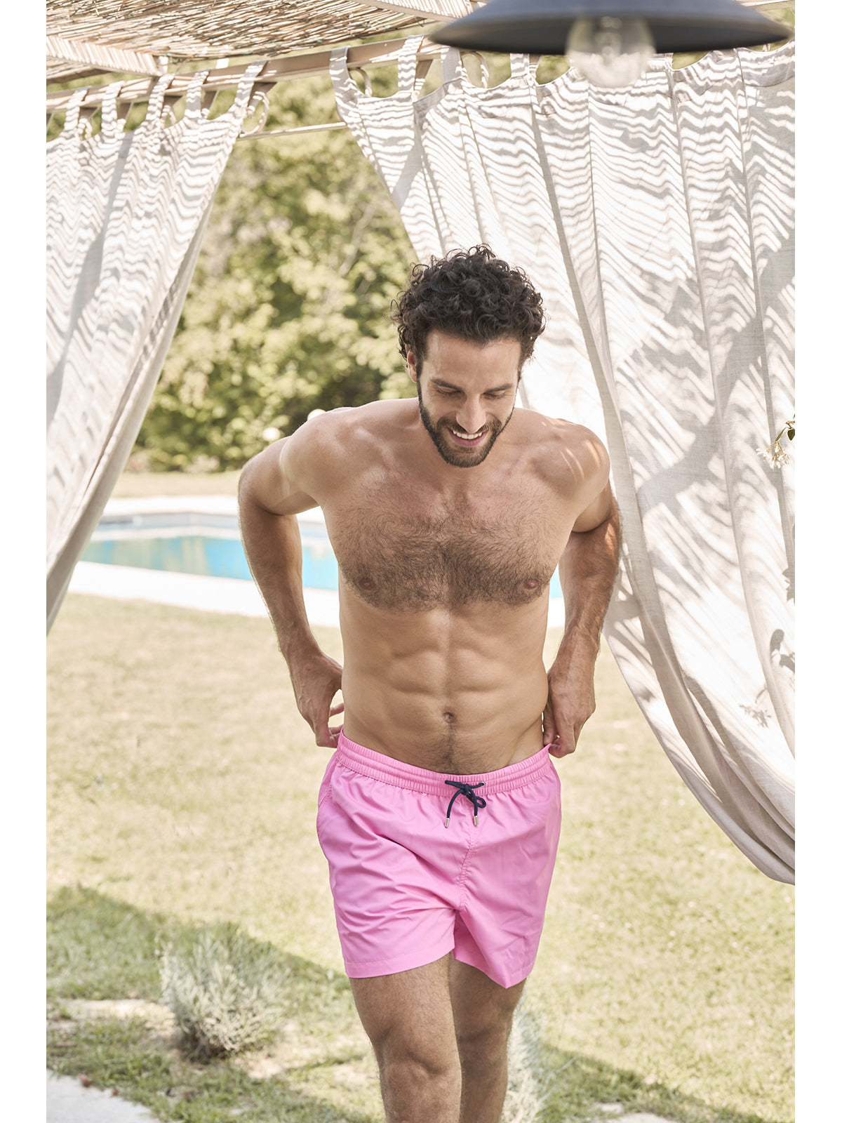 Boxer mare in leggera microfibra rosa, con dettagli in contrasto