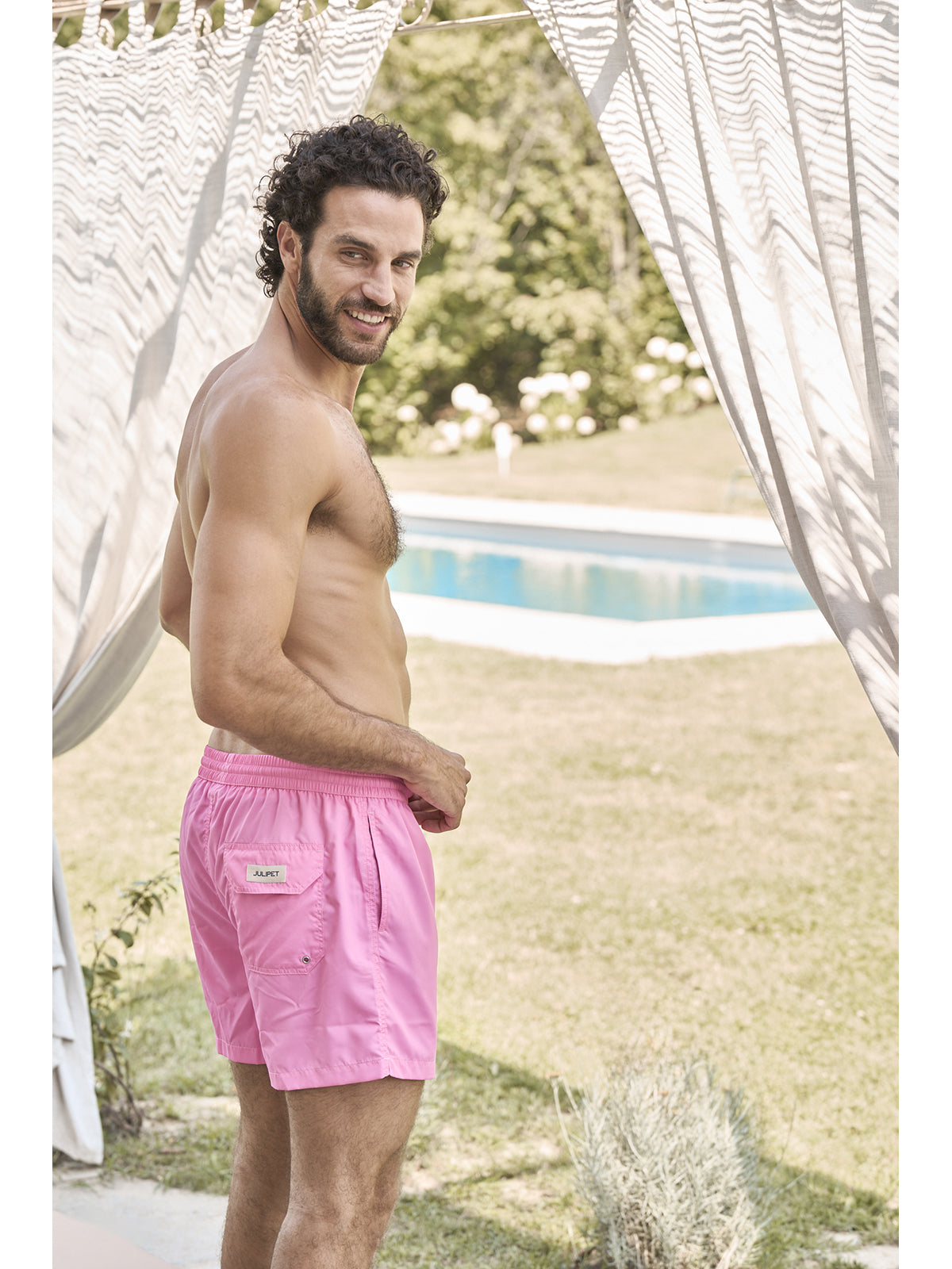 Boxer mare in leggera microfibra rosa, con dettagli in contrasto