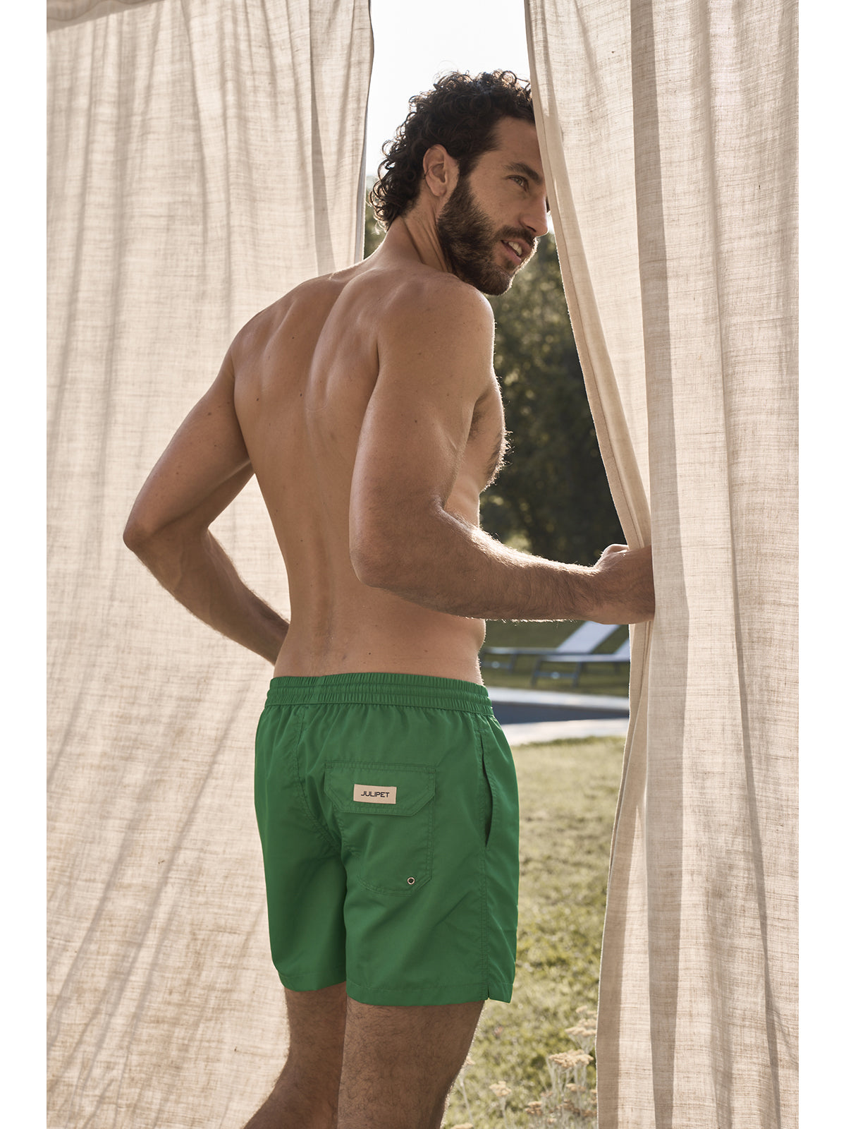 Boxer mare in leggera microfibra verde, con dettagli in contrasto