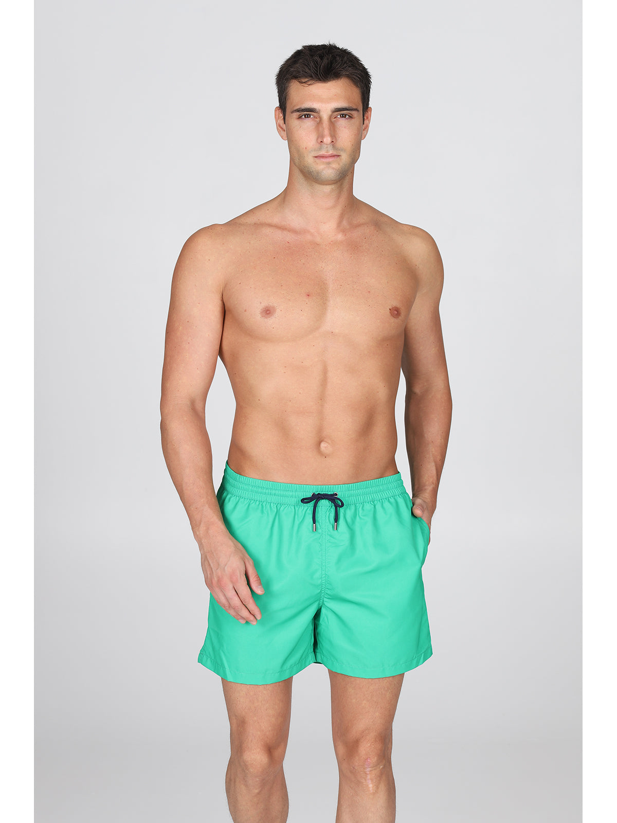 Boxer mare in leggera microfibra verde, con dettagli in contrasto