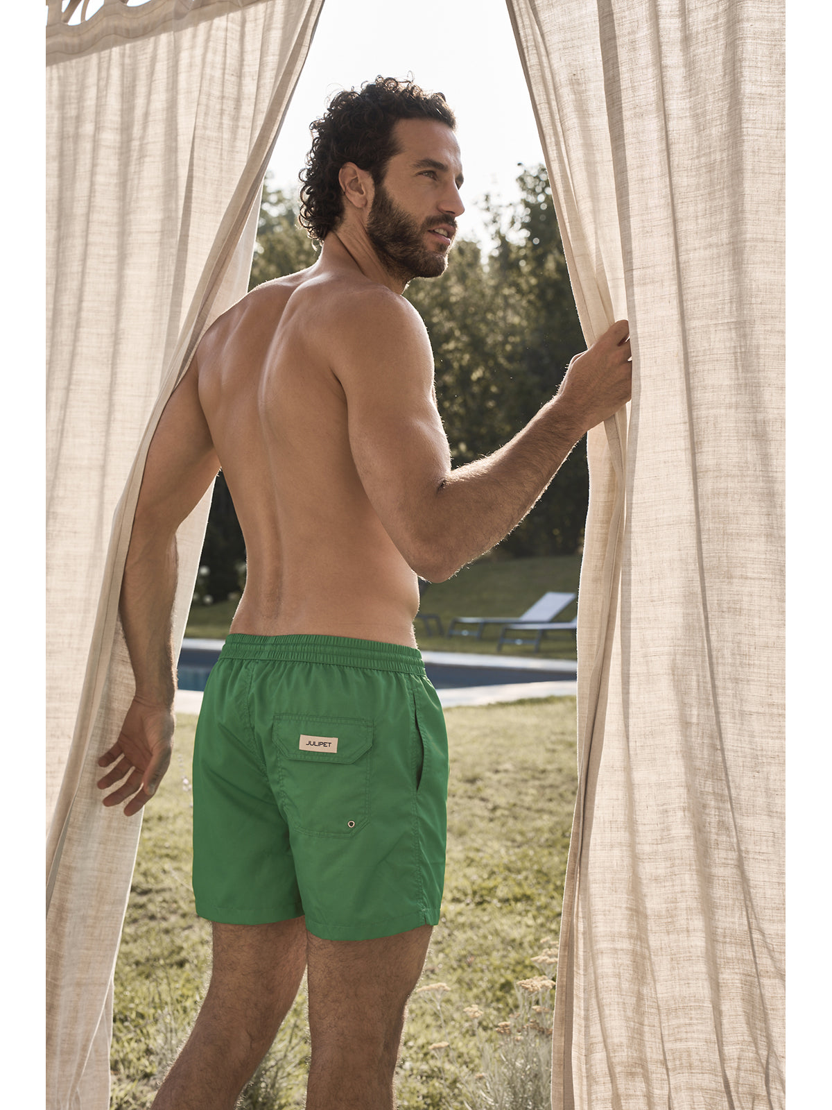 Boxer mare in leggera microfibra verde, con dettagli in contrasto