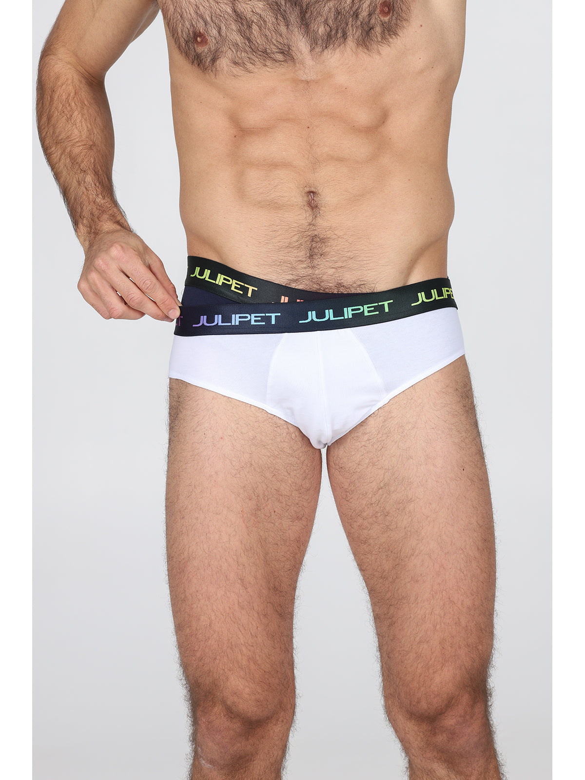 Slip uomo in jersey di cotone con elastico Blu e Bianco- Julipet