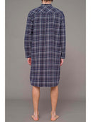 Camicia da notte in flanella 100% cotone Quad.blu Julipet