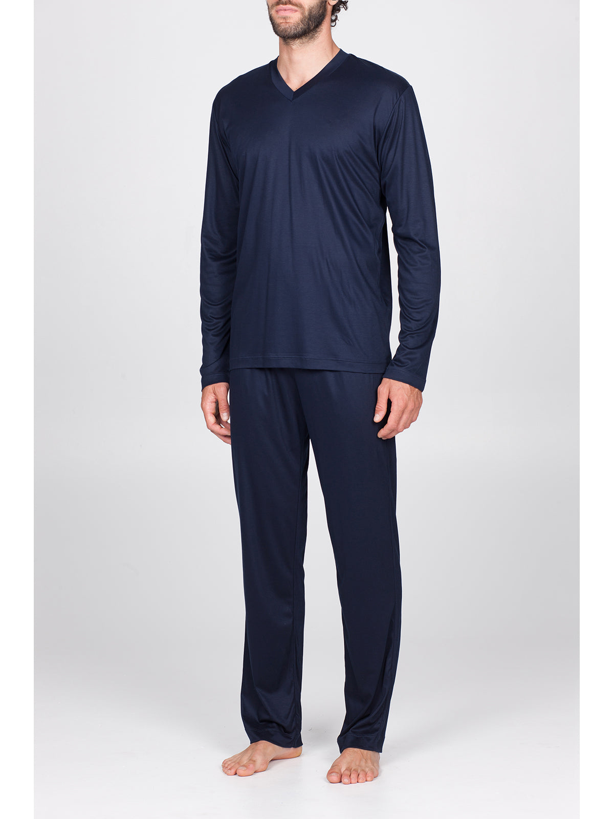 Pigiama v in leggerissimo 100% lyocell Blu Julipet