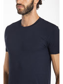 Maglietta blu girocollo in leggero jersey di cotone elasticizzato Blu Notte Julipet