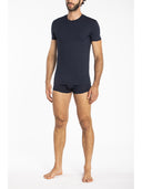 Maglietta blu girocollo in leggero jersey di cotone elasticizzato Blu Notte Julipet
