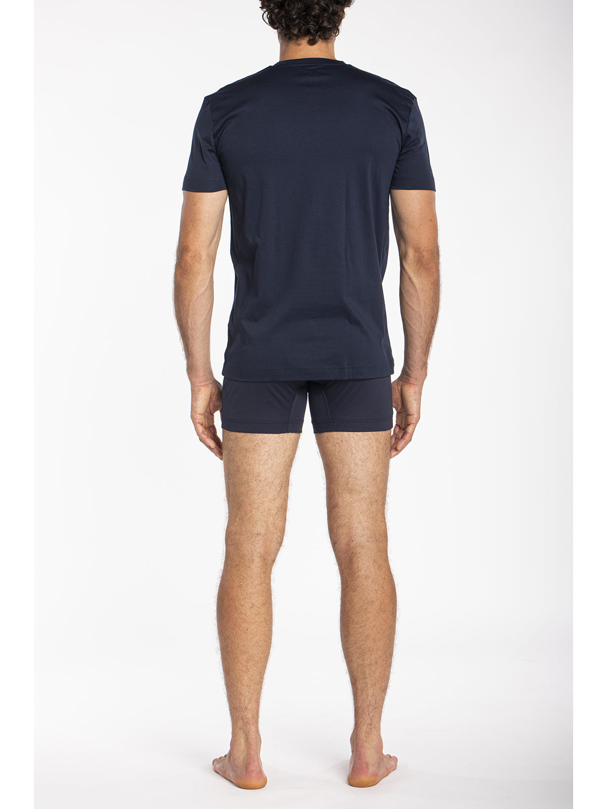 Maglietta blu scollo a v in interlock di puro cotone "doppia maglia" Blu Notte Julipet