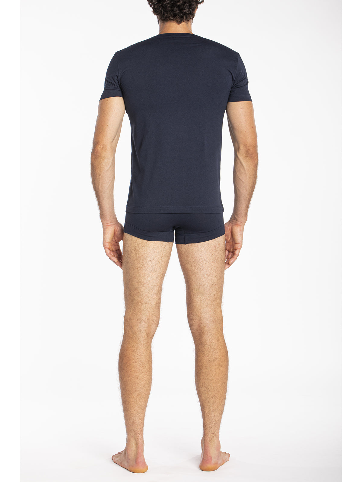 Maglietta blu scollo a v in jersey di cotone makò elasticizzato Blu Notte Julipet