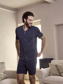 Pigiama corto cardigan, in traspirante jersey di puro cotone s/z