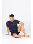 Pigiama corto serafino, in traspirante jersey di puro cotone s/z