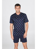 Pigiama corto in leggerissimo jersey 100% cotone, fantasia "music"