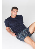 Pigiama corto scollo a v in leggerissimo jersey 100% cotone, fantasia "tennis"