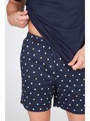 Pigiama corto scollo a v in leggerissimo jersey 100% cotone, fantasia "tennis"