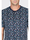 Pigiama corto in leggerissimo jersey 100% cotone, fantasia "tennis"