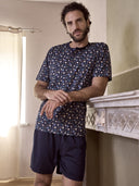 Pigiama corto in leggerissimo jersey 100% cotone, fantasia "tennis"