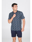 Pigiama corto in leggerissimo jersey 100% cotone, fantasia "tennis"