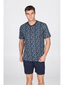 Pigiama corto in leggerissimo jersey 100% cotone, fantasia "tennis"