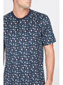 Pigiama corto in leggerissimo jersey 100% cotone, fantasia "tennis"